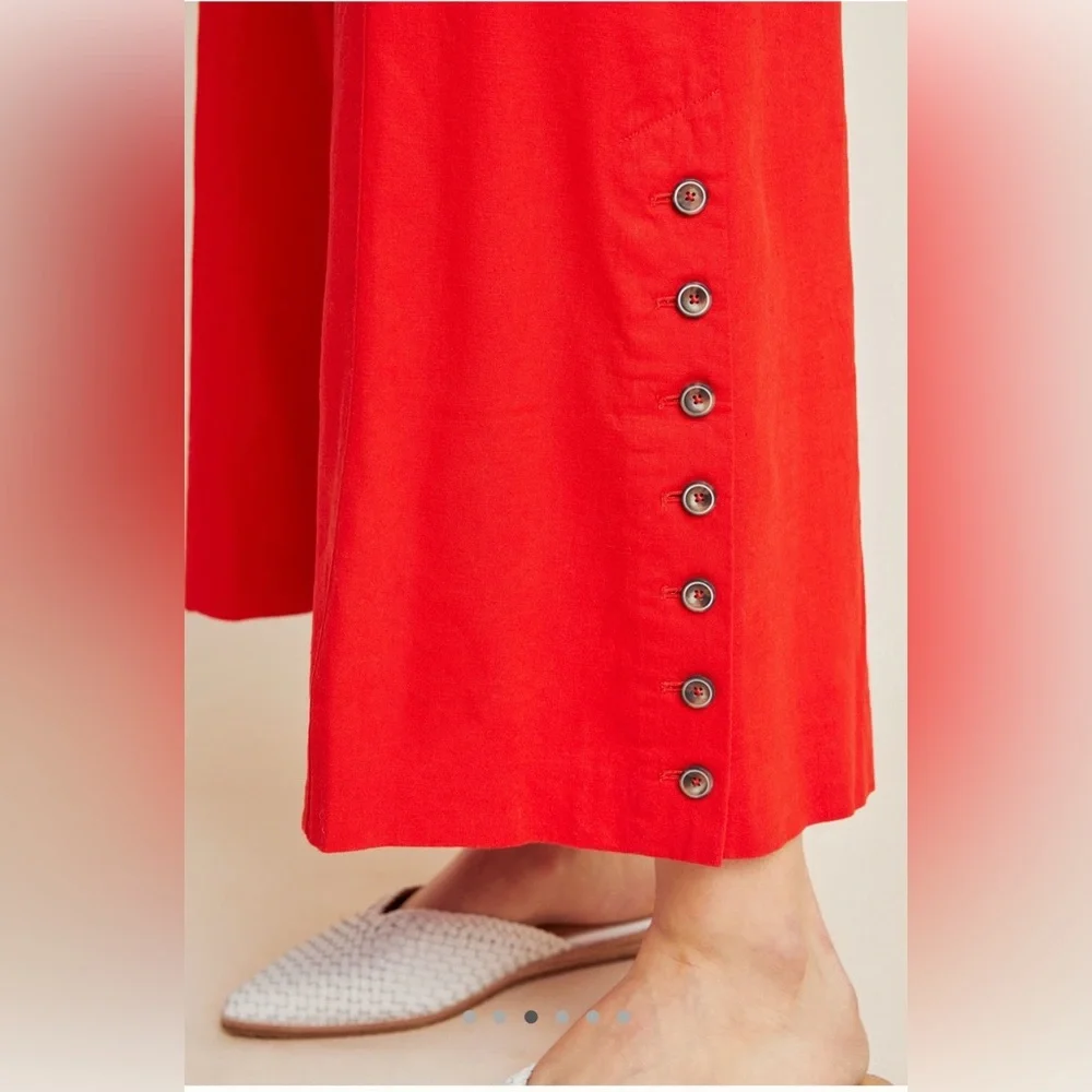 Anthropologie Bright Red Wide-Leg Pants 12 - Picture 6 of 10
